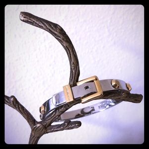 Michael Kors silver and gold buckle bangle